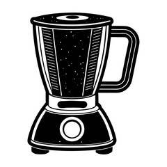 Poster - Black and white kitchen blender appliance illustration for smoothies and food preparation design icon, vector