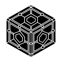 Poster - Isometric cube vector design, geometric shapes, abstract pattern, modern art, black and white illustration