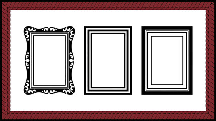 Aufkleber - Picture frames art gallery wall decor black and white frame design mockup template interior design 100 characters editable stock vector illustration