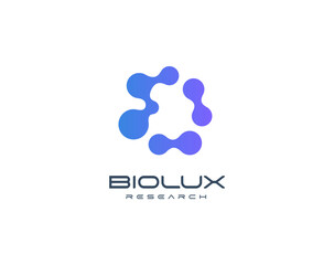Aufkleber - Abstract molecular logo with fusion organic shapes, representing science, biotech, and innovation. Ideal for tech startups, research firms, and data companies. Modern vector logo