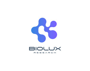 Aufkleber - Abstract molecular logo with fusion organic shapes, representing science, biotech, and innovation. Ideal for tech startups, research firms, and data companies. Modern vector logo