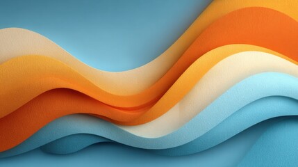 Poster - A blue and orange wave with a white stripe. The colors are bright and the wave is very long