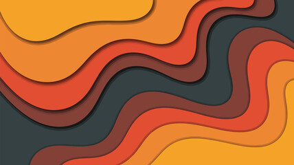 Poster - Abstract layered paper cut background vector design orange brown and dark green color palette art wallpaper editable stock vector illustration