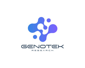 Aufkleber - Abstract molecular logo with fusion organic shapes, representing science, biotech, and innovation. Ideal for tech startups, research firms, and data companies. Modern vector logo
