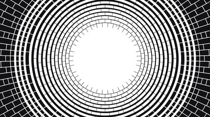 Poster - Abstract black and white circular pattern design with concentric circles and radial lines art 100 char editable stock vector illustration