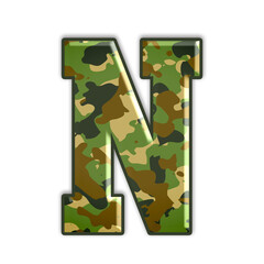 Poster - Alphabet with camouflage texture and embossed effect