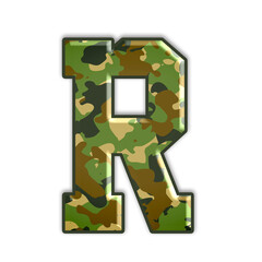 Poster - Alphabet with camouflage texture and embossed effect