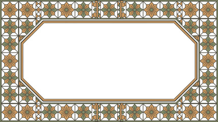 Poster - Vintage floral border frame design template for invitation card or certificate with octagon shape editable stock vector illustration