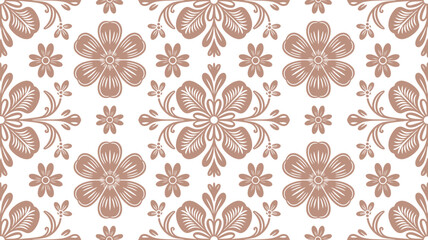 Poster - Floral pattern background brown and beige seamless flower design vintage textile wallpaper decorative art  99chr editable stock vector illustration