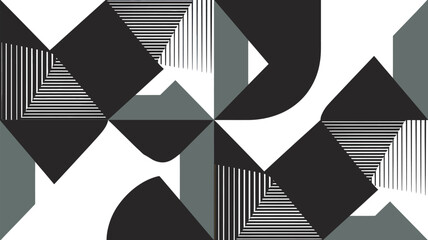 Poster - Abstract geometric pattern design with shapes triangles lines in yellow black and gray colors art deco editable stock vector illustration