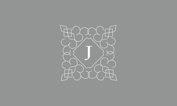 Elegant logo template for restaurant, boutique, cafe, hotel jewelry, fashion with initial J. Vector floral monogram.