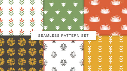 Poster - Seamless patterns vector set floral geometric backgrounds for textile design and decoration art work editable stock vector illustration