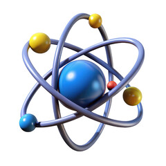 Poster - 3d realistic atom model isolated on transparent background
