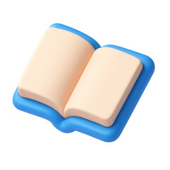 Poster - 3d icon of an open book in a playful plastic style, symbolizing knowledge, education, and creativity with vibrant colors and smooth edges