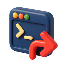 Aufkleber - 3d icon in plastic style depicting a coding window with navigation buttons, representing technology, programming, and digital creativity in a modern design.