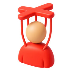 Poster - 3d icon in plastic style representing a person with an abstract headgear symbolizing creativity and innovation in a vibrant color scheme