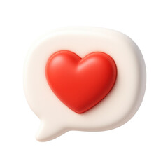 Aufkleber - 3d icon in plastic style featuring a heart symbol within a speech bubble, designed for communication and expression of love and emotions in digital interfaces.