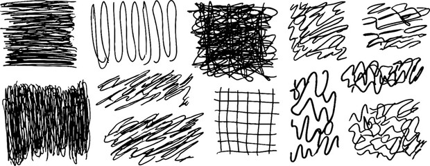 Poster - Abstract expression of twelve hand drawn grid fragments for creative design and artistic inspiration