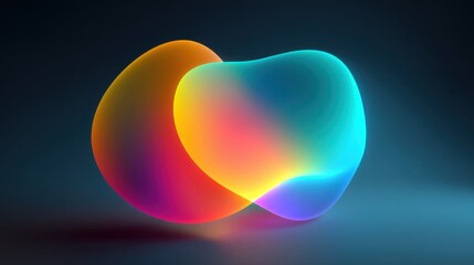 Poster - A colorful, abstract shape is displayed on a blue background. The shape is made up of different colors and he is floating in the air. Scene is one of creativity and imagination