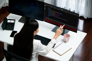 Fototapete - Software development programming on computer screen for brisk application and program coding