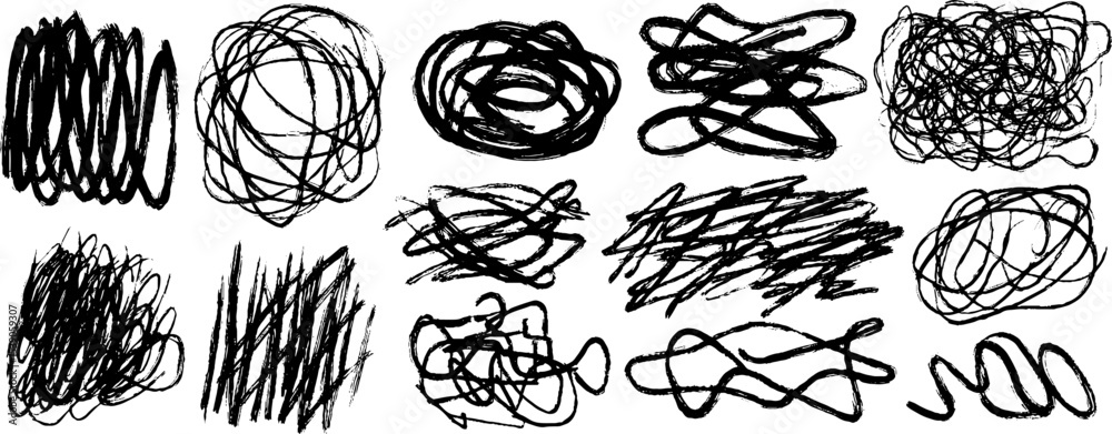 Artistic collection of twelve hand drawn looping forms for creative ...