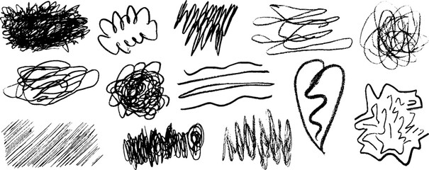Poster - Minimal abstract silhouette collection with twelve unique artistic scribbles and patterns
