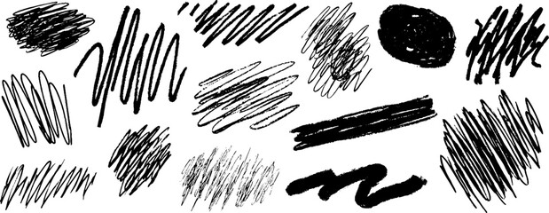 Poster - Collection of twelve hand-drawn rough scratch textures for creative design
