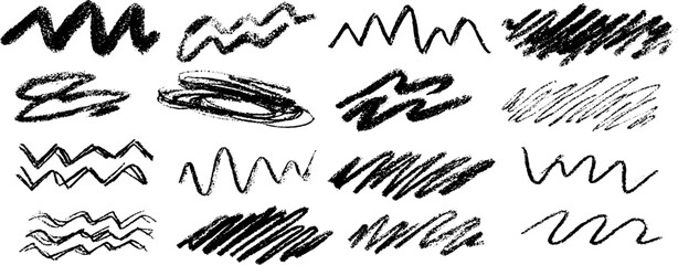 Poster - Unique set of twelve hand-drawn rough zigzag shapes for creative design projects