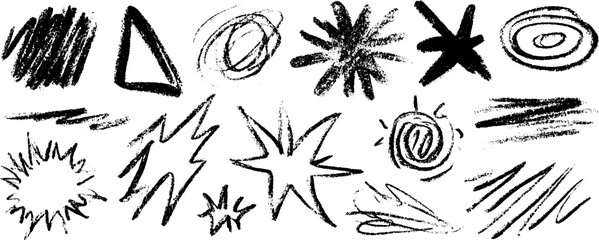 Poster - Collection of twelve hand-drawn sketchy blast forms for creative design projects
