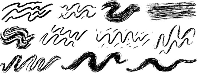 Poster - Abstract collection of twelve hand-drawn warped wave shapes for creative design