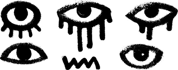 Poster - Abstract graffiti art with eye and razor blade motifs for urban design projects