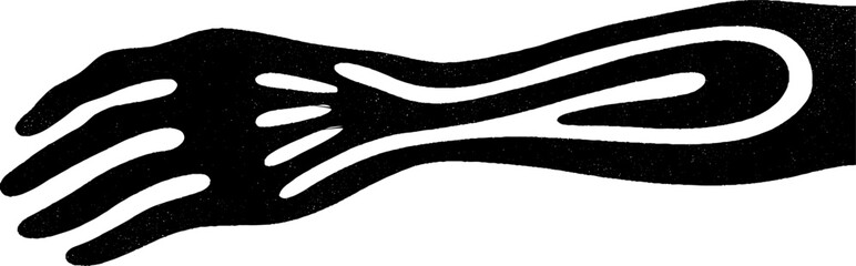 Poster - Minimalist black and white elbow bend and finger detail design for modern art decor