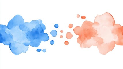 Poster - Soft Blue and Orange Watercolor Splashes on White Background for Creative Design and Artistic Projects