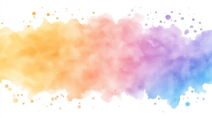 Poster - Soft Watercolor Background with Pastel Shades of Orange, Pink, Purple, and Blue, Ideal for Creative Projects and Designs