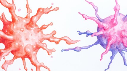Poster - Colorful and Abstract Representation of Viruses in Pink and Red Shades with Artistic Elements