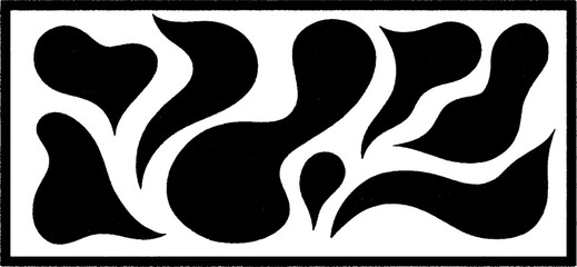 Poster - Minimalist black and white abstract design with fluid shapes for border banner