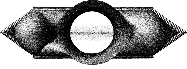 Poster - Dynamic halftone shape with bold central label design for modern graphics
