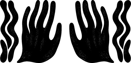 Poster - Minimalist black and white art featuring gently touching hands for modern design