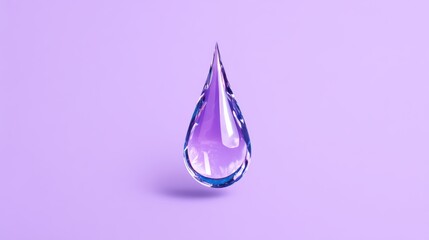 Poster - Elegant Purple Water Drop on a Soft Lavender Background with a Glossy Finish Reflecting Light