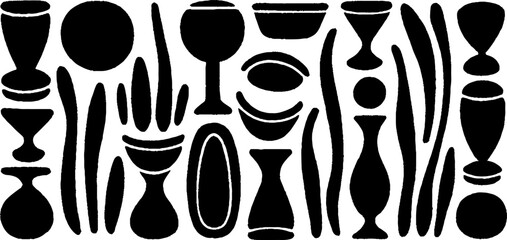 Poster - Minimalist black and white mosaic glass pattern design for artistic projects