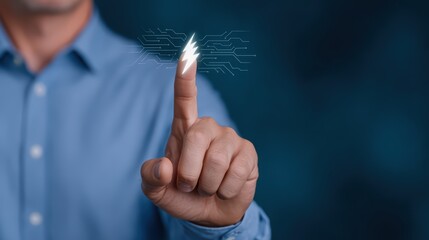 Poster - Hand Touching Digital Interface Illustrating Advanced Technology and Connectivity Concepts in Modern World