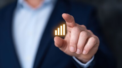 Poster - Business Professional Pointing at Growth Graph Indicator for Financial Strategy and Success Analysis