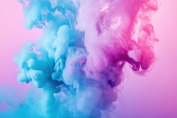 Poster - colorful abstract background with soft swirling clouds in shades of blue and pink changing gracefull