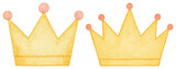 PNG Watercolor crowns royalty illustration, element set on transparent background