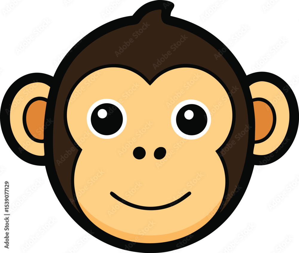 monkey head icon clipart vector on transparent background Stock Vector ...