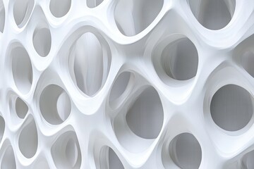 Fototapete - Abstract white geometric pattern with seamless design and organic shapes for modern aesthetics, Abstract white geometric background Seamless