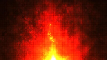 Poster - Dynamic, intense and powerful fire flames with red-orange tones on a complex mesh background that captivates viewers. 4K animation.
