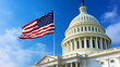 © UmerDraz - United states capitol building washington dc with american flag waving in wind travel tourism government