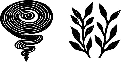 Poster - Tornado spiral and plant illustration design for weather and nature themes