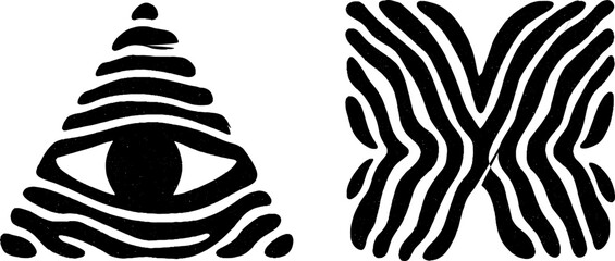 Leinwandbilder - Minimalist design featuring abstract triangle eye and butterfly wing motif for modern art projects
